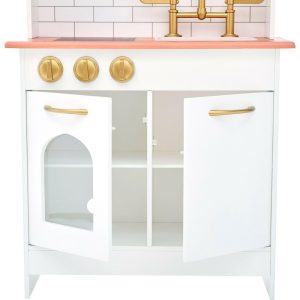 Teamson Kids Little Chef Boston Wooden Play Kitchen, White/Gold | Play Kitchens Kids Play Kitchens