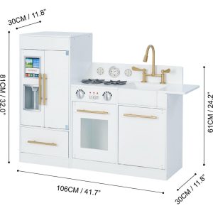 Teamson Kids Little Chef Charlotte Wooden Play Kitchen, White/Gold | Play Kitchens Kids Play Kitchens