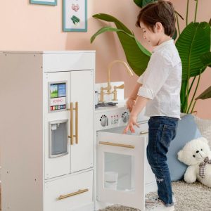 Teamson Kids Little Chef Charlotte Wooden Play Kitchen, White/Gold | Play Kitchens Kids Play Kitchens