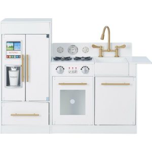 Teamson Kids Little Chef Charlotte Wooden Play Kitchen, White/Gold | Play Kitchens Kids Play Kitchens