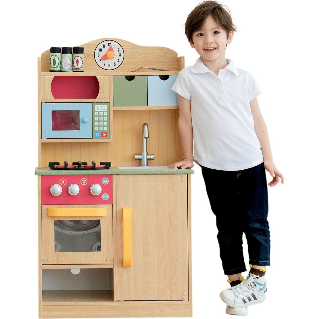 Teamson Kids Little Chef Florence Classic Wooden Play Kitchen | Play Kitchens Kids Brown