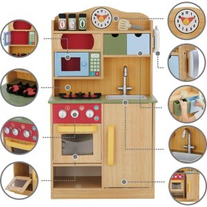 Teamson Kids Little Chef Florence Classic Wooden Play Kitchen | Play Kitchens Kids Brown