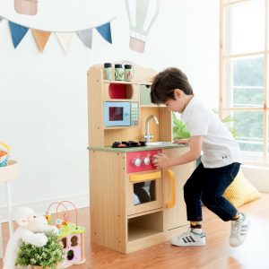 Teamson Kids Little Chef Florence Classic Wooden Play Kitchen | Play Kitchens Kids Brown