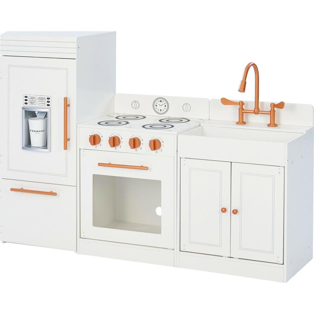 Teamson Kids Little Chef Paris Wood Play Kitchen, White/Rose Gold | Play Kitchens Kids Play Kitchens