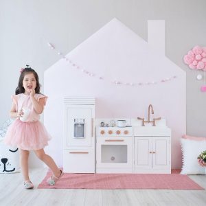 Teamson Kids Little Chef Paris Wood Play Kitchen, White/Rose Gold | Play Kitchens Kids Play Kitchens