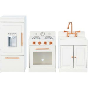 Teamson Kids Little Chef Paris Wood Play Kitchen, White/Rose Gold | Play Kitchens Kids Play Kitchens