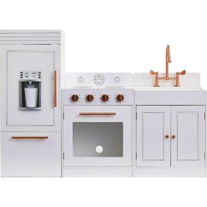 Teamson Kids Little Chef Paris Wood Play Kitchen, White/Rose Gold | Play Kitchens Kids Play Kitchens