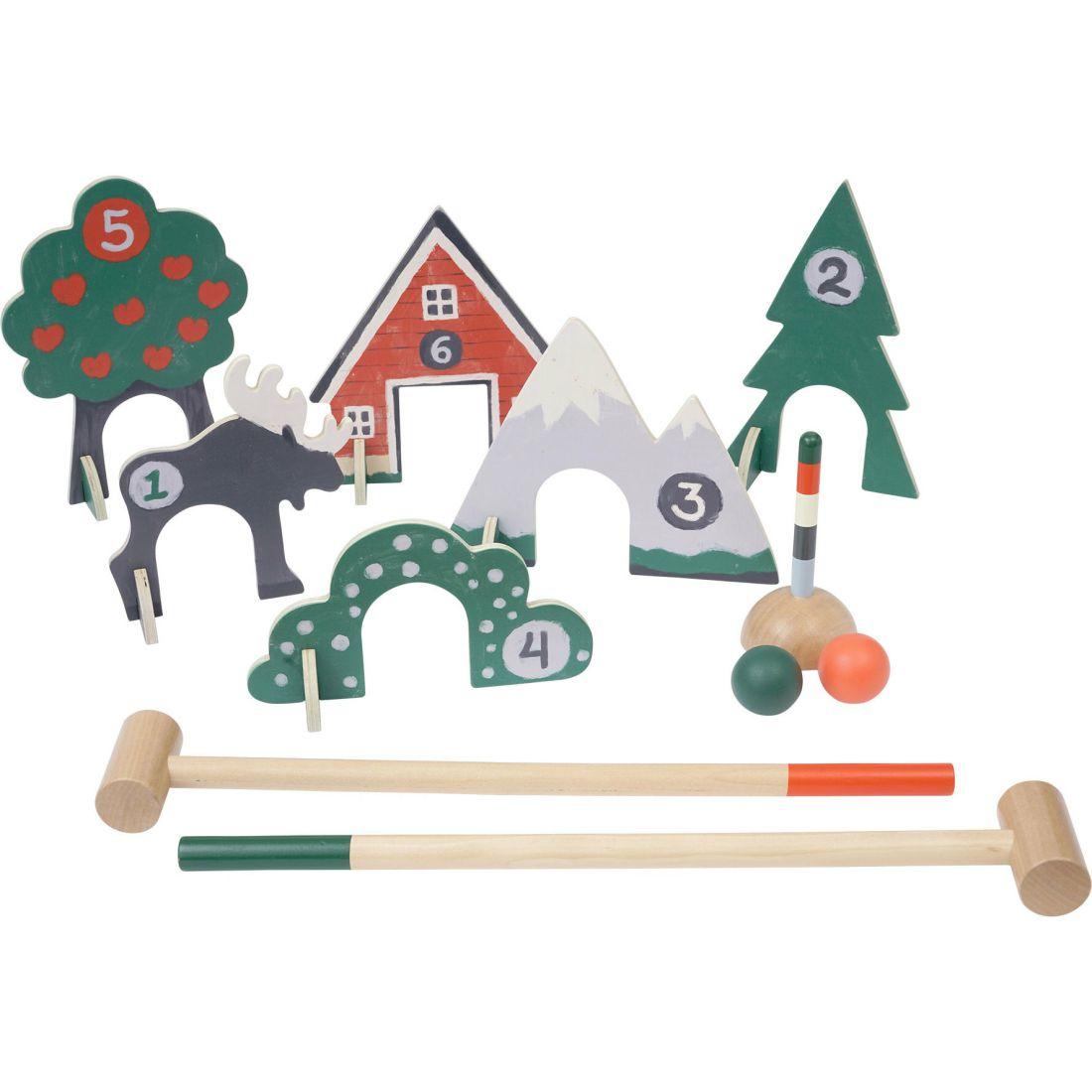 Through The Woods Two-Player 11-Piece Croquet Set With Travel Storage Bag | Yard & Lawn Games Outdoor Multi