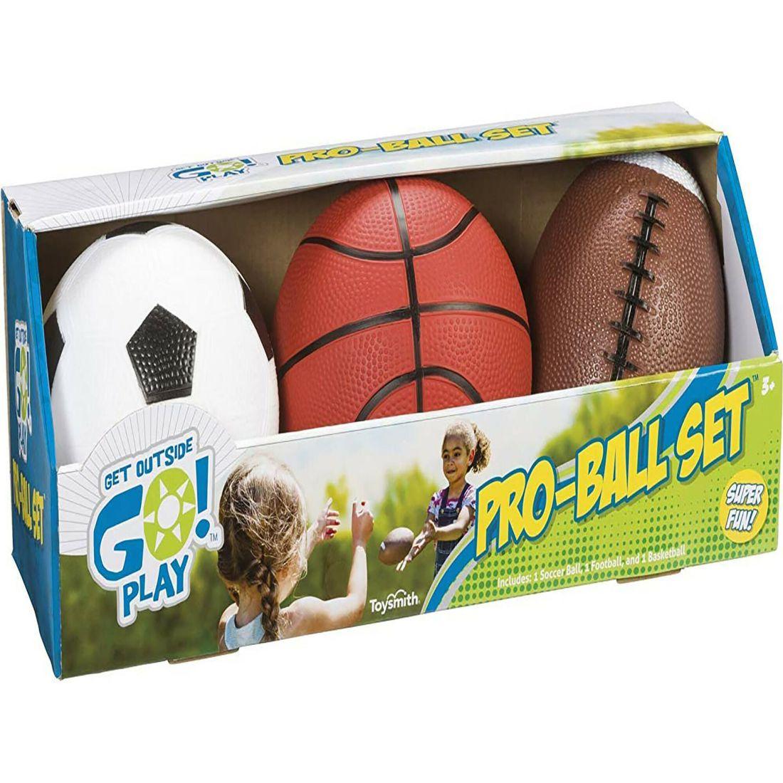 Toysmith Pro-Ball Set: Soccer, Basketball, Football | Sports Outdoor Multi