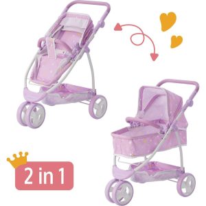 Twinkle Stars Princess 2-In-1 Baby Doll Stroller, Purple | Dolls & Doll Accessories Dolls & Doll Accessories Dolls & Doll Accessories