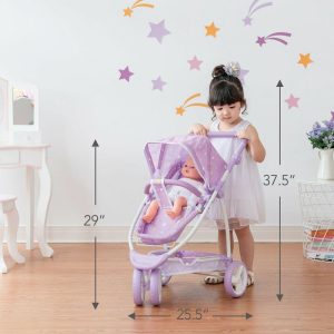 Twinkle Stars Princess 2-In-1 Baby Doll Stroller, Purple | Dolls & Doll Accessories Dolls & Doll Accessories Dolls & Doll Accessories