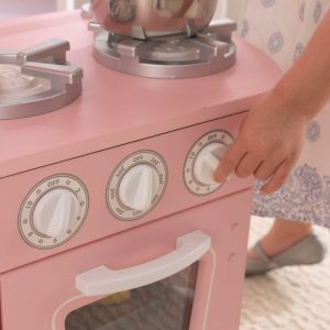 Vintage Wooden Play Kitchen With Working Knobs, Pink | Play Kitchens Kids Pink