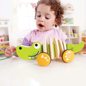 Walk-A-Long Crocodile Wooden Pull Along Toy, Toddlers | Push & Pull Baby & Toddler Multi