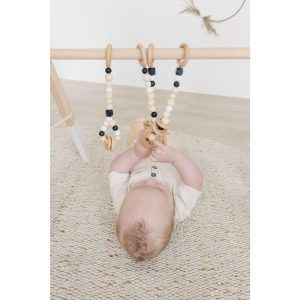 White Wood Gym With Black Toys | Activity Gyms & Playmats Activity Gyms & Playmats Activity Gyms & Playmats