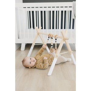 White Wood Gym With Black Toys | Activity Gyms & Playmats Activity Gyms & Playmats Activity Gyms & Playmats