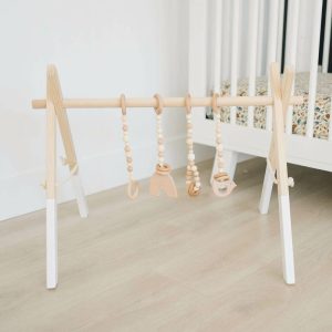 White Wood Gym With Toys | Activity Gyms & Playmats Activity Gyms & Playmats Activity Gyms & Playmats