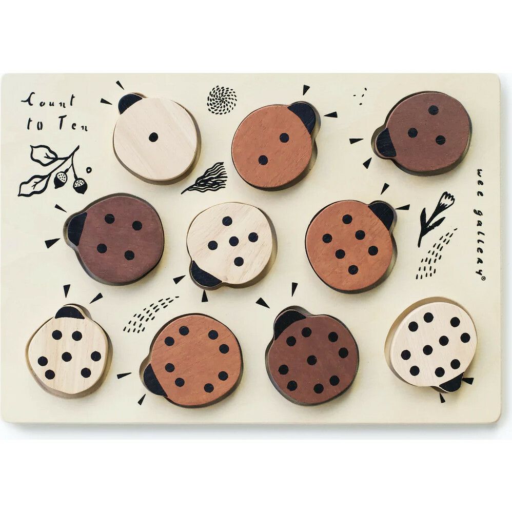 Wooden Tray Puzzle – Count To 10 Ladybugs, Brown | Puzzles Imaginative Learning Puzzles