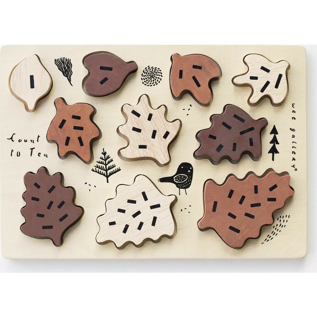 Wooden Tray Puzzle – Count To 10 Leaves, Brown | Puzzles Imaginative Learning Puzzles