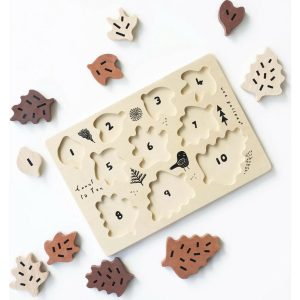 Wooden Tray Puzzle – Count To 10 Leaves, Brown | Puzzles Imaginative Learning Puzzles