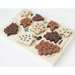 Wooden Tray Puzzle – Count To 10 Leaves, Brown | Puzzles Imaginative Learning Puzzles