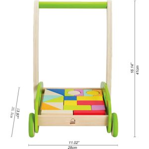 Block & Roll Wooden Push & Pull Toy Cart | Push & Pull Baby & Toddler Multi