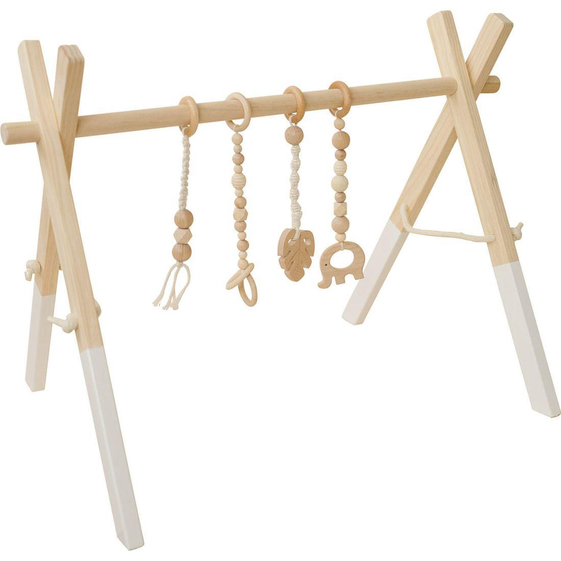 White Wood Gym With Macrame Toys | Activity Gyms & Playmats Activity Gyms & Playmats Activity Gyms & Playmats