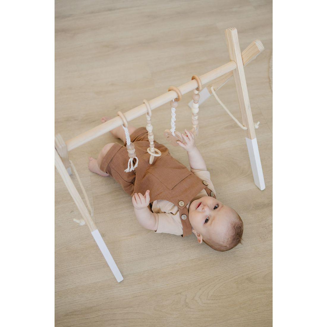 White Wood Gym With Macrame Toys | Activity Gyms & Playmats Activity Gyms & Playmats Activity Gyms & Playmats