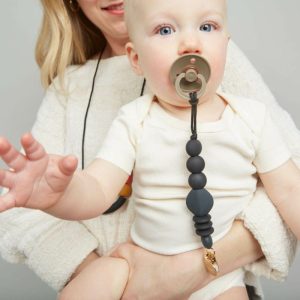 Charcoal Pacifier Clip | Teethers & Rattles Baby & Toddler Grey