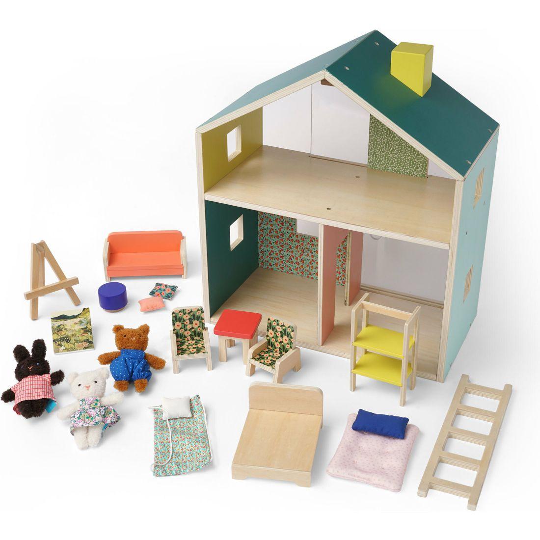 Little Nook 19-Piece Wooden Doll And Stuffed Animal Playhouse | Dollhouses & Accessories Dollhouses & Accessories Dollhouses & Accessories