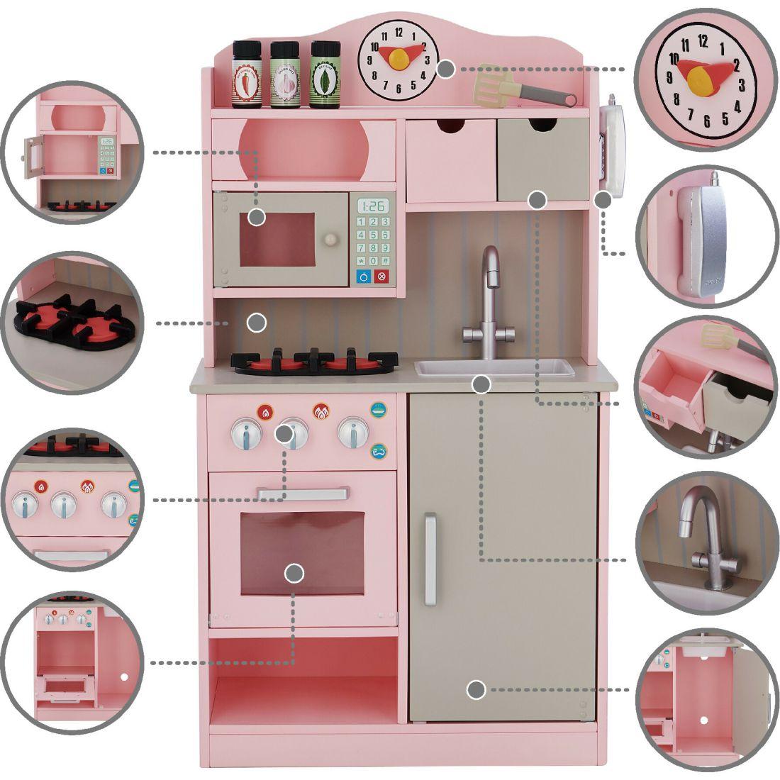 Teamson Kids Little Chef Florence Classic Wooden Play Kitchen | Play Kitchens Kids Pink