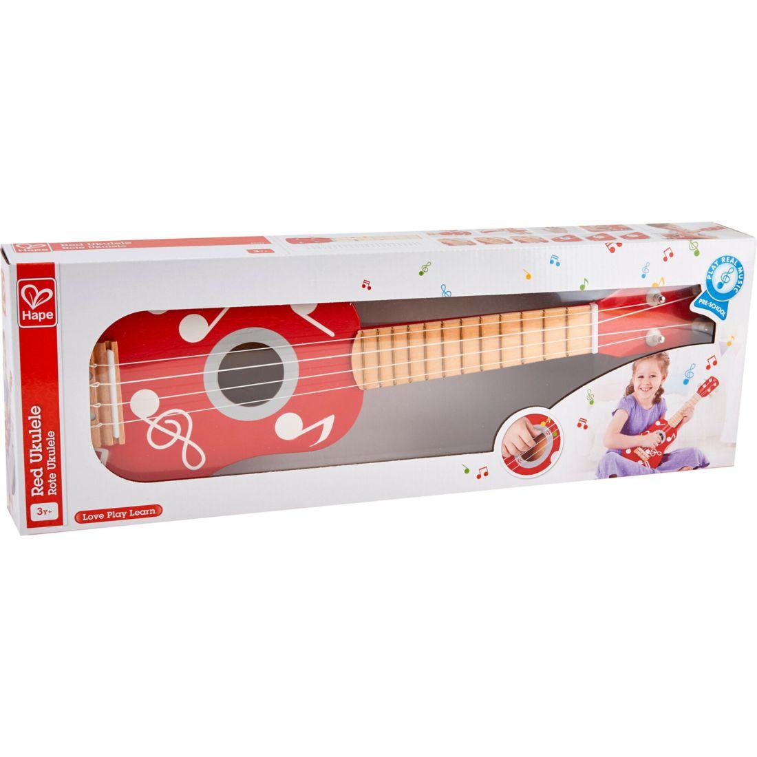 Kid’S Wooden 21" Toy Ukulele In Red For Toddlers | Musical Kids Multi