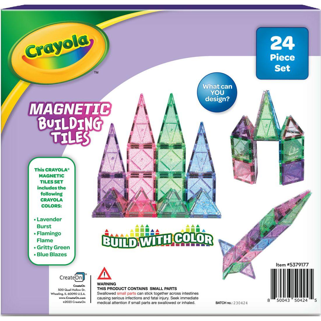 Crayola Glitter Magnetic Tiles 24 Piece Set | STEM Toys Kids Multi